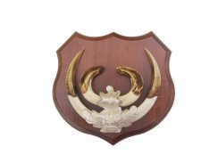 Podložka pod trofej č.362 - kaštan + stříbrné litinové krytí