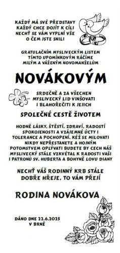 Gratulační list novomanželům na desce s kůrou 3D