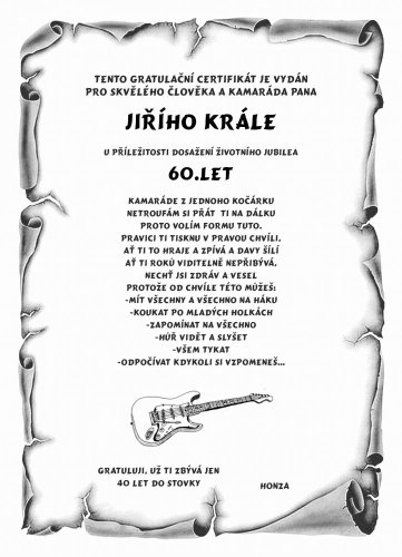 Gratulace kytara pergamen z překližky