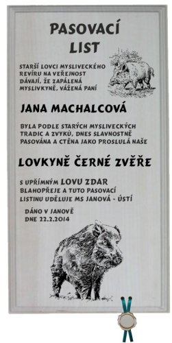 Pasovací list černá zvěř č.731 na frézované desce 2D