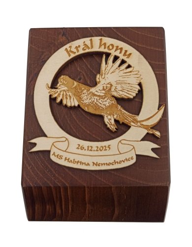 Dřevěná plaketa hnědá Král honu nebo naháňky