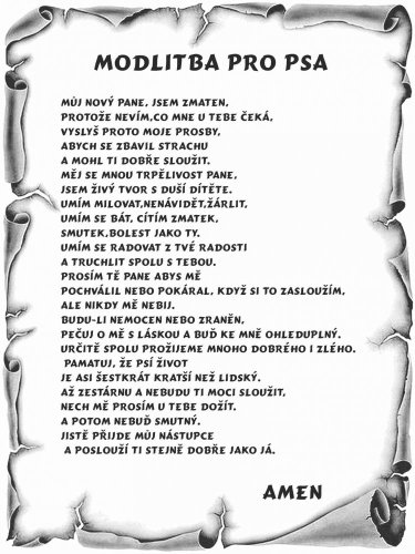 Modlitba pro psa pergamen malý č.868