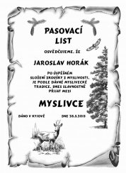 Pasovací list myslivec č.735 pergamen z překližky