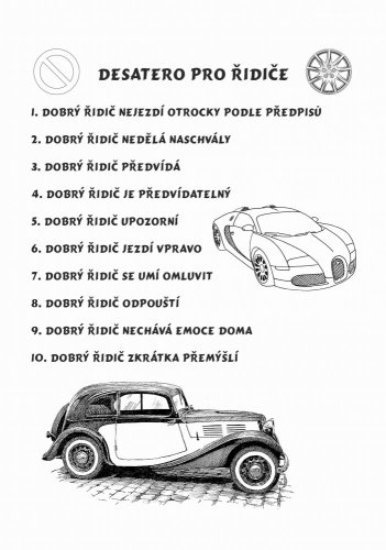 Desatero pro řidiče č.715 na desce s kůrou