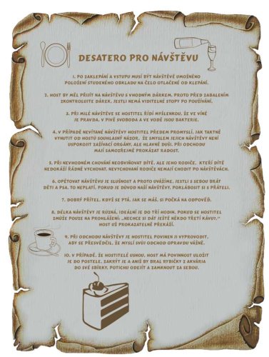 Desatero pro návštěvu č. 712 pergamen na překližce