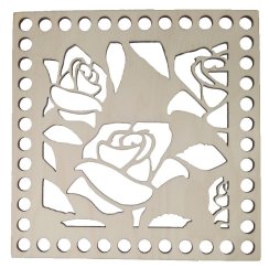 Dřevěný výřez na háčkování vyřezávaný s růžemi Ø150 mm