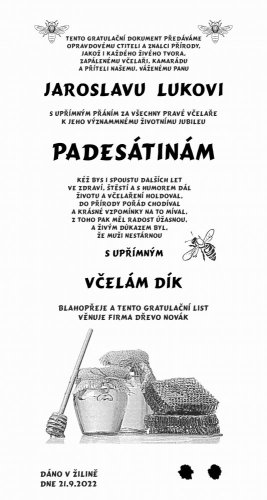 Gratulace včelař č.698 - na desce s kůrou 3D