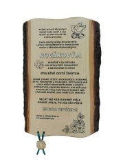 Gratulační list novomanželům na desce s kůrou 3D